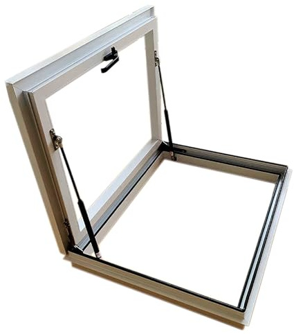 GLFNB Grandi lucernari e finestre da Tetto, botola da Tetto in Alluminio con Vetro temperato a Doppio Strato, lucernario Piano Antipioggia per corridoio, soppalco, Scale, Garage (Bianco, 24x40 pol