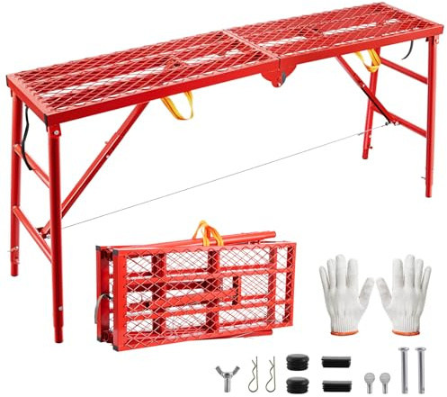 Mstge Folding Scaffolding Platform 70.9x15.2x53, 800 Lbs Capacity, 5-Level Height Adjustable Work Platform with Anti-Slip Surface, Portable Scaffolding Ladder for RV, Painting, Construction
