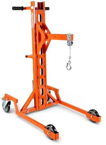 Superhandy Portable Hydraulic Crane Lift, Tool-Free Disassembly, Foot Pedal Operation, 6-Inch PU Wheels with Brakes, No Power Required, for Trucks, Garages & Workshops