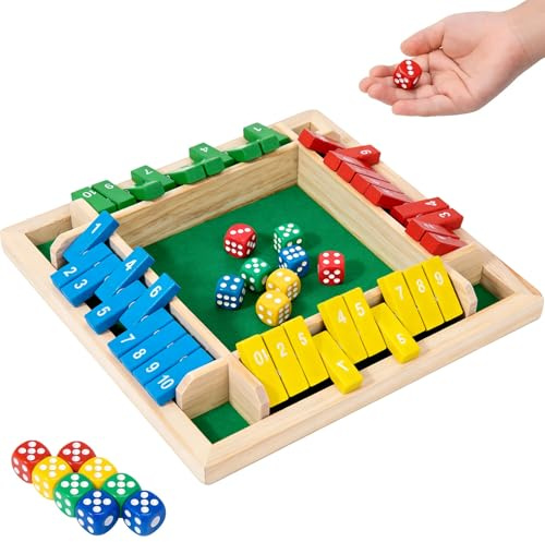 GREATRICH Shut The Box, Gioco da Tavolo in Legno con Dadi, Giochi in Legno di Società per Bambini e Adulti, Matematici Giochi da Tavolo Adulti per 1-4 Giocatori, Classico Mastermind Gioco per Famiglia
