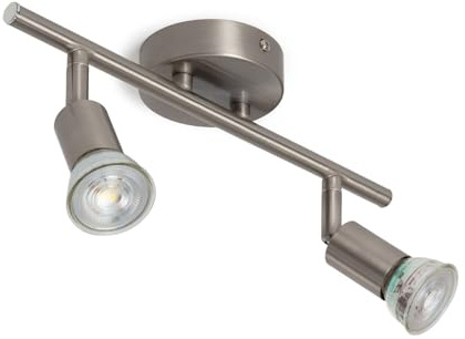 LEDKIA LIGHTING Lámpara de Techo Orientable Aluminio Oasis 2 Focos Plata Plateado GU10