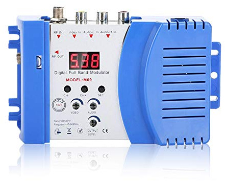Digital RF Modulator Audio Video AV inputs into RF & TV Output AV RF AV TV Converter, VHF UHF Amplifier for Satellite Receivers, Video Cameras, Game Consoles, CCD Cameras US