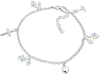 Elli Armband Damen Kreuz Herz Anker mit Kristalle in 925 Sterling Silber