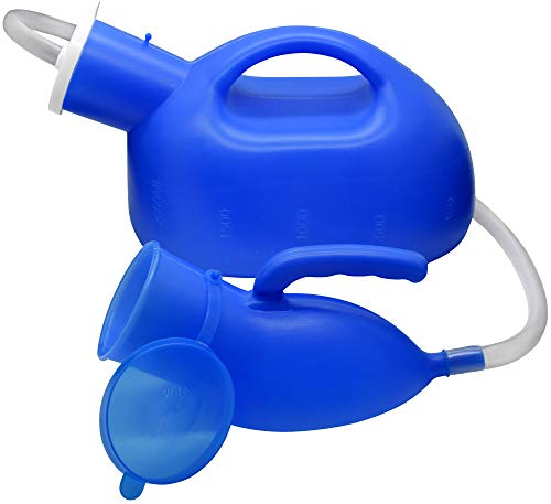 Men's Urinal with Hand-held 2000ml Large Capacity Portable Urine Cup Leak-Proof Male urinals for Old Men,Large Plastic Pee Holder for Hospital,Incontinence,Elderly,Travel,Driving,Camping (Blue)