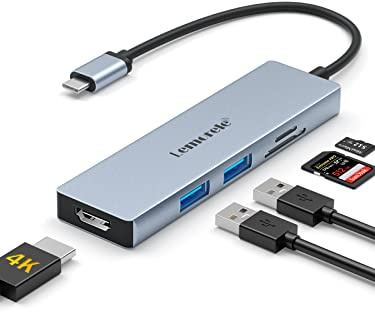 Lemorele Hub USB C, estación de Acoplamiento USB C, Adaptador USB C Multiport 5 en 1 con 4K HDMI, 2 USB 2.0, Lector SD/TF para Steam Deck/Switch, MacBook Pro/Air, ChromeBook, PC Tablet Tipo-C,etc