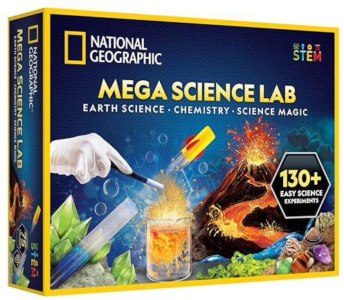 NATIONAL GEOGRAPHIC Mega Science Lab - Science Kit Bundle Pack with 75 Easy Experiments, Featuring Earth Science, Chemistry, and Science Magic Activities for Kids