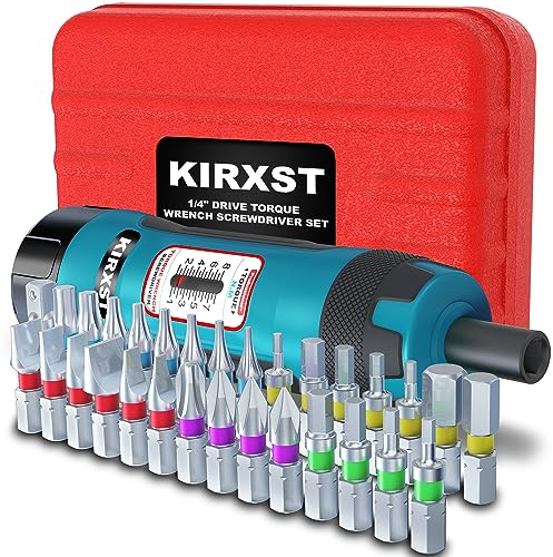 KIRXST Drehmoment Schraubendreher 1/4 Zoll 1-8 Nm, 31 tlg. Kleiner Fachmann Drehmomentschlüssel für Fahrrad und Motorrad