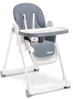 Interbaby Trona Bebe Evolutiva | Trona Plegable Bebe 6-36 meses, Máximo 25 kg, Aluminio | Trona Bebe Respaldo 3 Posiciones, Patas y Bandeja Regulables, Arnés de Seguridad | Comfort Eat Gris