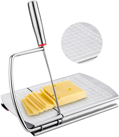 Affettatrice per Formaggio, Taglierina per Formaggio in Acciaio Inossidabile con Lama Scala di Misurazione Accurata Tagliere per Burro per Formaggio a Blocchi Salsiccia Prosciutto