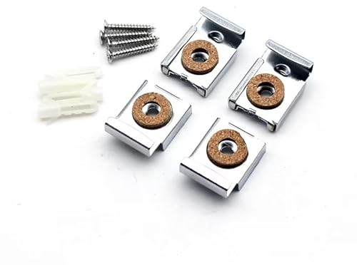 4Pcs Mirror Mount Wall for Heavy Mirrors, Mirror Mount, Mirror Hanger, Mirror Mount Wall, Mirror Suspensions, Mirror Mounting Mirror, Mirror Clamps with Dowels and Screws, Nails, Screws and Fasteners