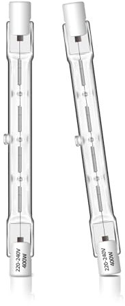 Bombilla Halógena R7s 118MM 400W Regulable, 230V Bombilla Halógena Lineal, 7500LM 2700K Blanco Cálido, Bombilla J118 R7s Halógena para Iluminación de Paisaje, Seguridad, Lámpara de Pie, Paquete de 2