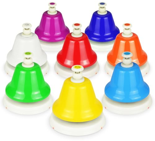 EliLunar 8 Note Desk Bells Set – C Major Scale Color-Coded Hand Bells, Educational Percussion Instrument for Music Learning & Classroom