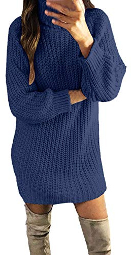 Abiti premaman da donna alla moda tinta unita collo alto inverno autunno caldo maglia maglione lungo top vestito leggero e abiti per le donne, Marina Militare, L