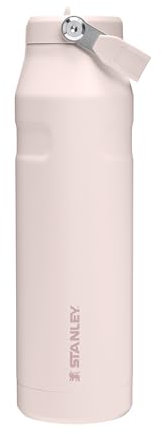 Stanley Flip Straw 2.0 Trinkflasche mit Strohhalm 1.06L - Thermobecher Kühlt 17 Stunden - 4 Tage Eisgekühlt - BPA-frei - Auslaufsicher - Für Getränkehalter - Spülmaschinenfest - Rose Quartz