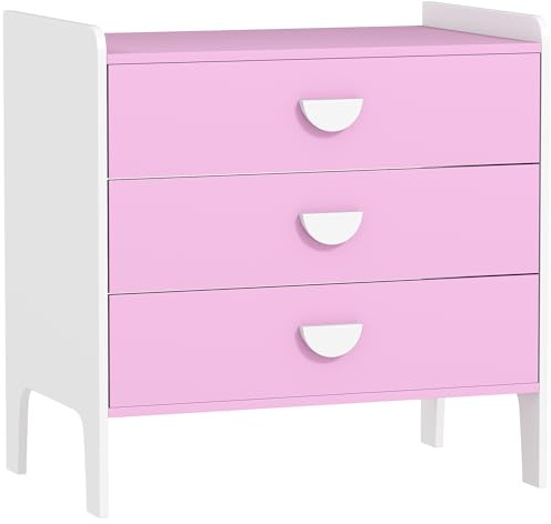 AIYAPLAY Commode pour Enfants, Commode Rangement 3 tiroirs, Meuble de Rangement Chambre d'enfant, crèche, Salle de Jeux, 60 x 40 x 60 cm, Rose