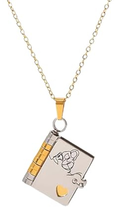 Granddaughter Chapter Book Necklace, For Granddaughter - The Most Beautiful Chapter Book Necklace with 6 Pages of Engraved Information, Granddaughter Gifts from Grandma (Gold+Silver)