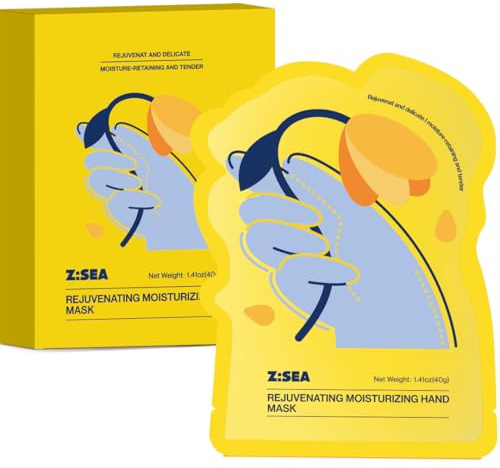 Z:SEA Repairing Hand Masks, Moisturizing Gloves for Dry Hands, Healing & Softening Rough Skin, Remove Wrinkles & Hangnails with Shea Butter, Niacinamide, Vitamin E & Glycerol, 5 Pack