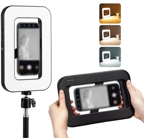 VBESTLIFE Magnetisk Telefonringsljus med RGB-fyllningsljus, 448 LED 6000mAh Uppladdningsbart Selfie-ljus, 2500-6500K Justerbar för Live Streaming Makeup Vlog