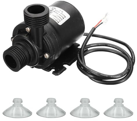 QIHRUIA Bomba Sumergible De Motor Sin Escobillas De CC con Núcleo De Eje De Cerámica, Pequeña Bomba De Refuerzo, Fuente De Agua Refrigerada por Roca, Bomba De Bajo Ruido,Black Bare Wire 12v