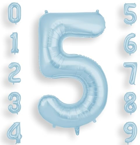 AOOSU Blue Helium Balloons, 40 Inches Number Balloons 5, Foil Birthday Balloon for Birthday Anniversary Wedding Party Decorations Celebration Supplies for Girls Women Men Boys