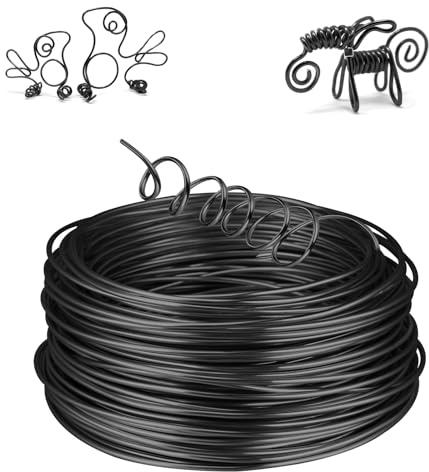 AUAUY 12 Gauge Aluminum Craft Wire, 2mm 100 Feet Bendable-Black