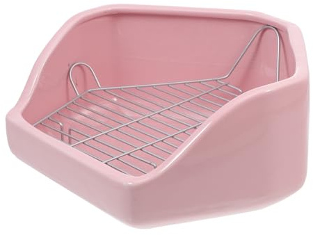 SMASOLO Toilettes en Céramique Pentagonale Anti-basculement pour Lapins, Surdimensionnées et Lestées, Pot Rose pour Petits Animaux, Coin de Dressage Pratique pour Rongeurs et Cochons
