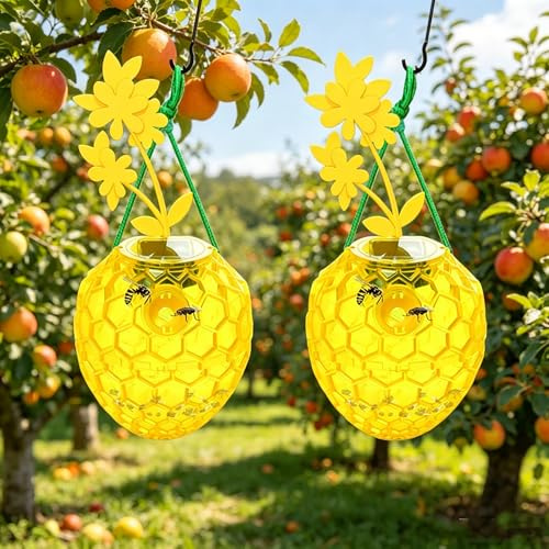 Trappola per Calabroni Asiatici con Luci LED Solari, Nuovo Modello 2026 – Trappola per Vespe da Esterno Riutilizzabile con Doppio Ingresso, per Giardini, Terrazze e Orti (Confezione da 2) (A)