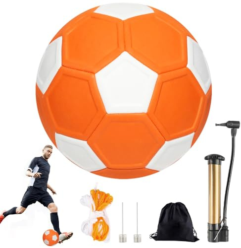 BIZOI Ballon de Football Courbe, Ballon à Effet Football Taille 5, Caoutchouc Swerve Football avec Pompe à Air, Aiguille à Air et Sac pour Enfants pour Jeux de Football, Cadeaux pour Enfants