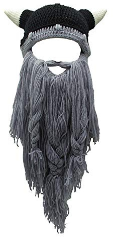 Metyou Perücke, Bartmütze, handgefertigt, gestrickt, warm, Wintermütze, Skimütze, für Damen und Herren Gr. Einheitsgröße, CNJ-gray
