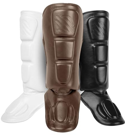 Sanabul Battle Forged Muay Thai Shin Guards for Men & Women Pro Kickboxing MMA Martial Arts Shin Guards for Training & Sparring, Brown, X-Large