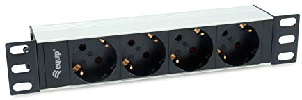REGLETA ALIMENTACION ALUMINIO RACK 10- 1U 4 TOMAS TIPO SHUCKO EURO CABLE 1.5m