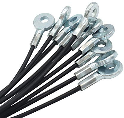 Bytiyar 1/8(3mm) Wire Diam Galvanized Steel Cable Eyelets Ended Short Rope Lanyard Safety Tether Chain Lock with Vinyl Coated Cover, 10 Pcs Black 10/25cm Length