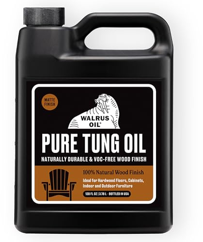 Walrus Oil - 100% Pure Tung Oil, Wood Finish for Any Woodworking Project, Natural, VOC-Free. 128oz / 1 Gallon Jug