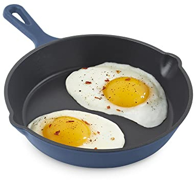 DASH Zakarian x Nonstick Cast Iron Skillet - Versatile Frying Pan Cookware - Oven-Safe Searing Skillet with Pour Spout and Quick-Clean Surface - Rust-Resistant - Zakarian Blue, 7.5-Inch