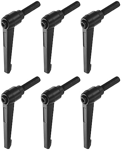 QUARKZMAN 6uds Ajustable Sujeción Palanca Manijas M10 x 40mm Macho Rosca Perno Perillas Giratorio Tornillo Bloqueo Rápida Liberación Trinquete Pulsador Botón Mango, Negro