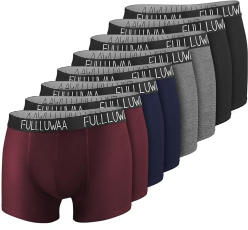 Fullluwaa Boxer Homme Coton Lot de 8, Doux Confortable, Ceinture Élastique | Calecon Homme, Coton Doux, Étiquette Sans Couture, Ceinture Élastique, Confortable Et Respirant, Coupe ajustée