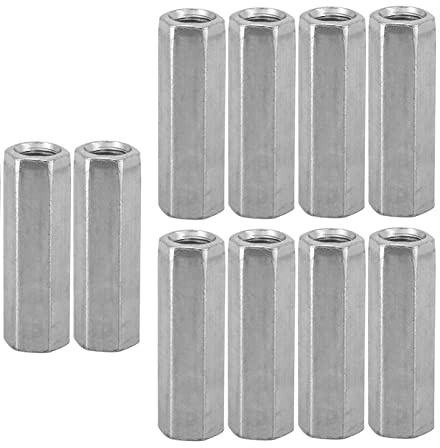 Tocekat 10PCS Long Hex Coupling Nuts for Electronic M8x1.25Pitch 40mm | Stainless Steel Fully Threaded Rod Coupling Nut, Round Connector Nut for Home Office Workshop Industrial Constructor