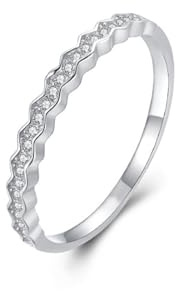 Whoiy guldring för kvinnor, bandringar vitguld halv evighet med laboratorieodlad diamant ansökningsring äkta guld vigselring