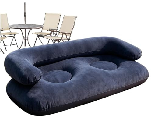 Inflatable Couch - Flocked Portable Inflatable Sofa with Armrest | Camping Blow Up Couch | for Living Room Movie Patio Garden Yard Deck Porch Balcony Indoor Bedroom Picnic