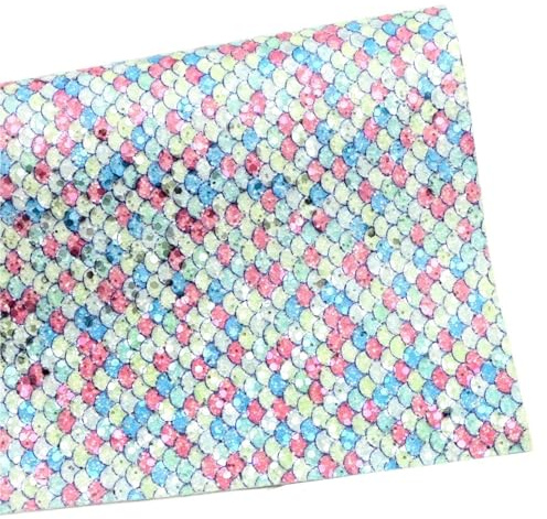 PVC glitter konstläderlakan | Multicolor Glitter Scale Tyg: for DIY-pyssel och sömnad(Color-02)