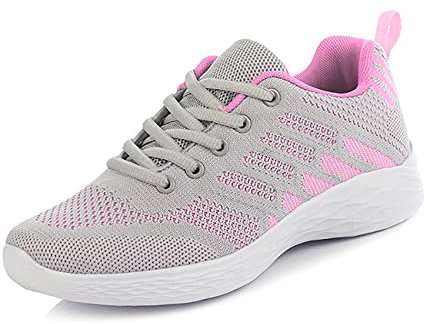 Donna Scarpe da Corsa Sport Ginnastica Classica Stringata Sneaker Palestra Running Sneaker,Rosa Grigio,41EU
