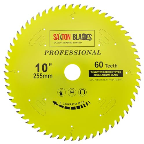 TCT25560TPRO Saxton Professional Range TCT Kreissägeblatt mit 255 mm x 60 T x 30 mm Bohrung, 16, 20, 25, 25,4 mm Reduktionsringe kompatibel mit Evolution Bosch Makita Dewalt usw