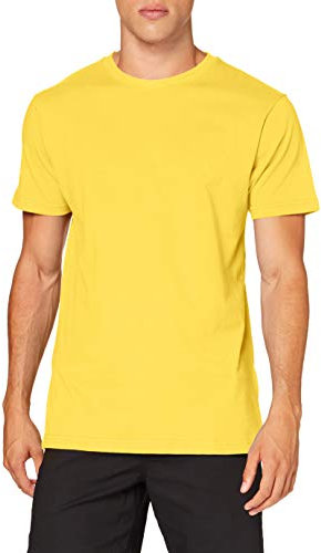Build Your Brand Herren T-Shirt Round Neck, Männer Basic T-Shirt mit Rundhalsausschnit, Regular Fit, Baumwolle, Taxi yellow, L