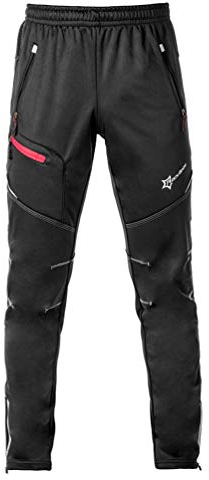 ROCKBROS Lange Hose Sporthose Winter Fahrradhose für Herren Damen mit Fleecefutter, Schwarz, M-4XL