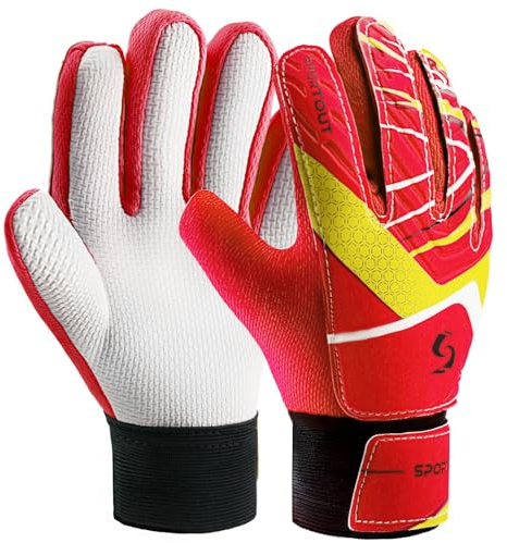 Sportout guanti da portiere per bambini,ragazzi e ragazze, guanti da allenamento con doppia protezione per il polso e materiale antiscivolo in lattice resistente allusura