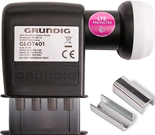 [Test SEHR GUT *] GSS Octo LNB für digital Satellitenschüssel, für 8 Teilnehmer, TV - 8fach, 8-Fach, mit LTE Filter - Sat, Full HD, 4K, 0.1dB, Wetterschutz, kälte- & hitzebeständig + Aufdrehhilfe