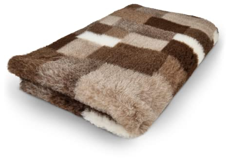 Topmast Vetbedden, Anti Rutsch Hundedecke, Patchwork, Braun, Maschinenwaschbar, Rutschfeste Hundematte, Hundebett für Hunde und Welpen (100x75cm)