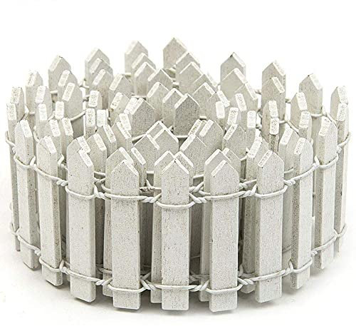 MERAXI Wood Fence Mini Small Barrier Wooden Craft Miniature Fairy Garden Micro Dollhouse Plant Pot Decor Paling Showcase Decoration White