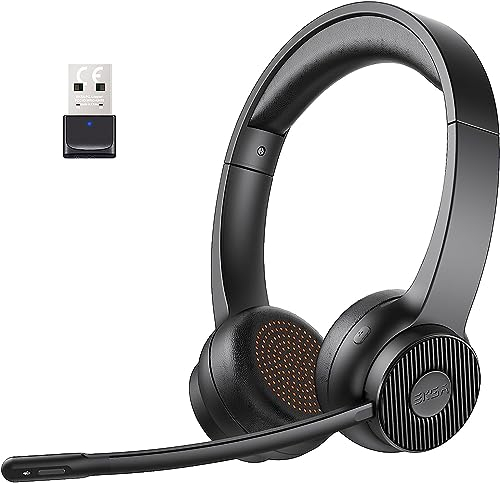 EKSA H16 Auriculares BT Auriculares Inalambricos con AI Micrófono Cancelación de Ruido y Dongle USB, 55 Tiempo de Reproducción, Silencio de Micrófono PC Cascos Comerciales para Oficina/Hogar
