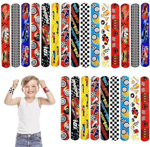 POPOYU 24 braccialetti a scatto per il giorno della corsa, braccialetti a scatto per regali, bomboniere, simpatici braccialetti per bambini, regali di compleanno per bambini, forniture per feste a